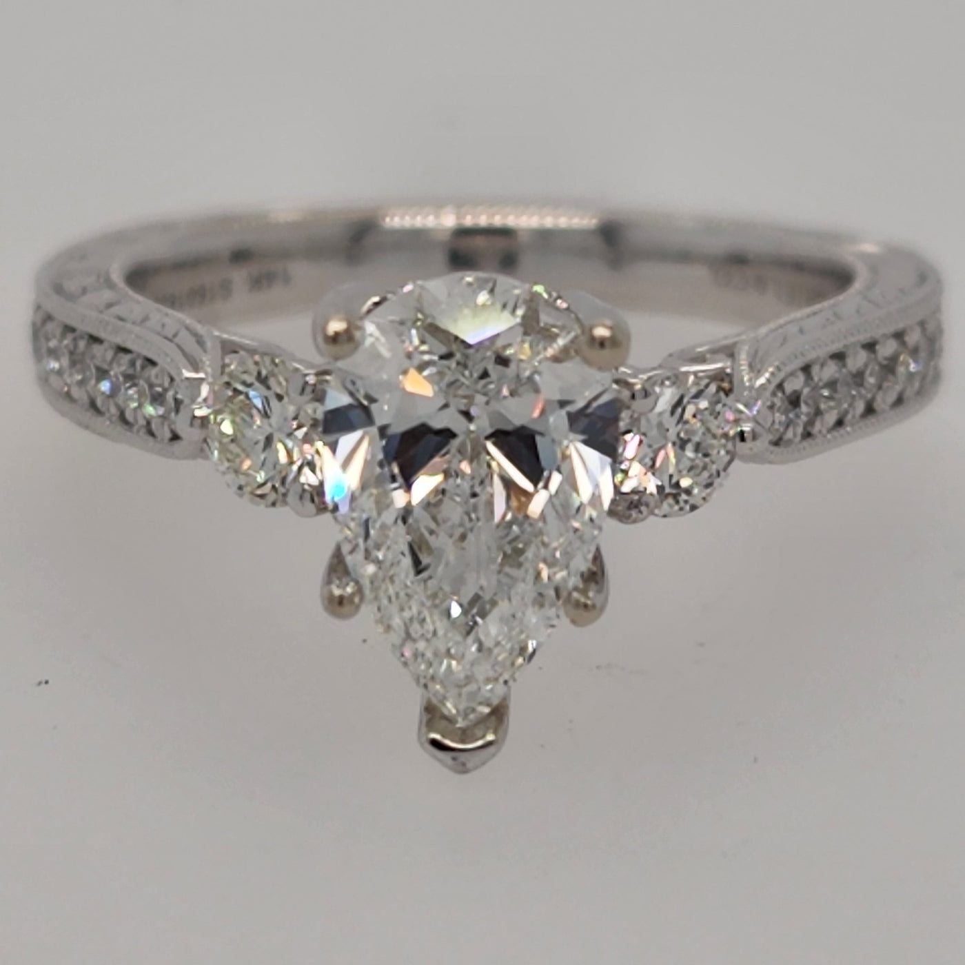 White Gold Pear Diamond Engagement Ring