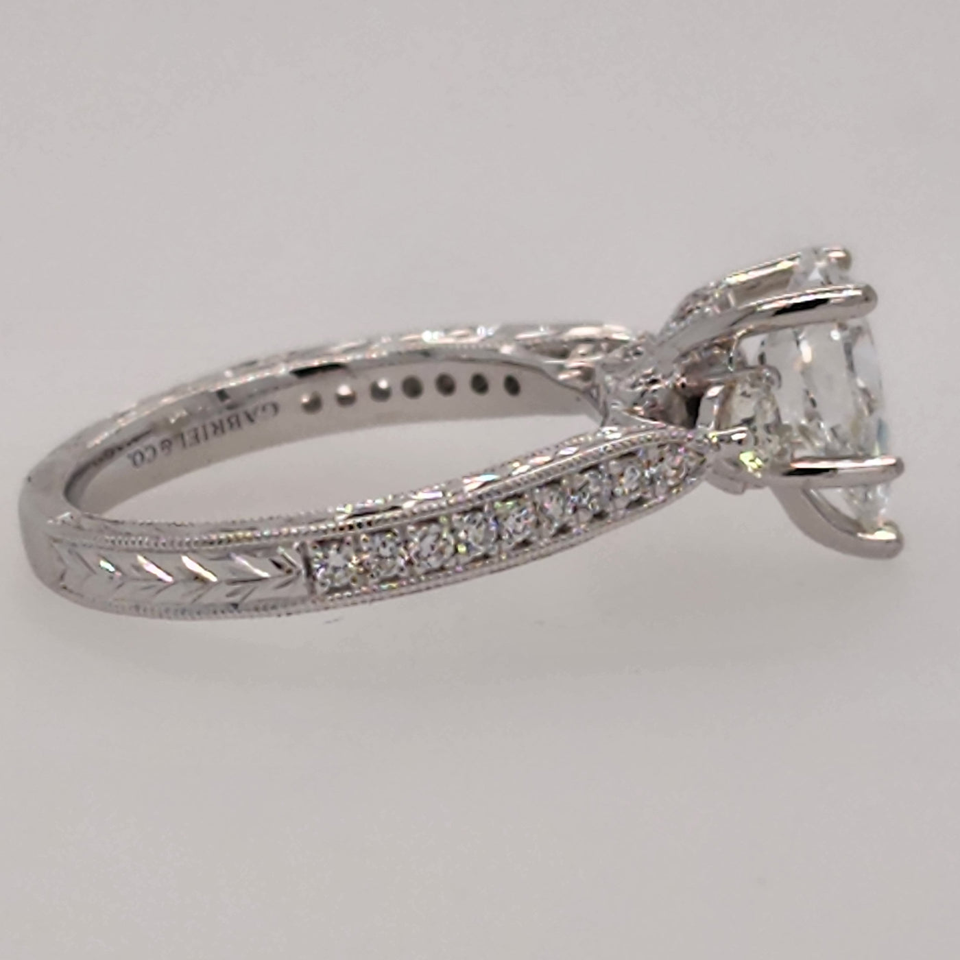 White Gold Engagement Ring With Pear Diamond Center and Accent Diamonds