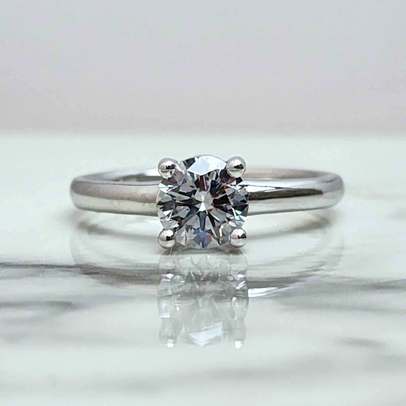 White Gold Solitaire Engagement Ring With Round Center Diamond