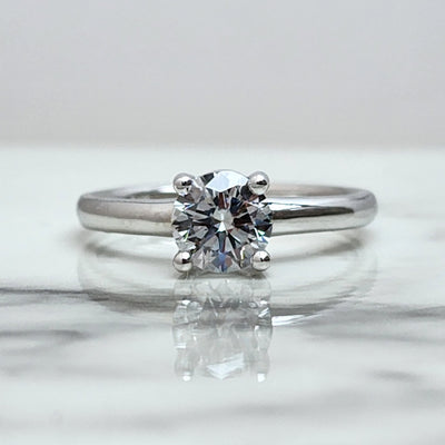 White Gold Solitaire Engagement Ring With Round Center Diamond