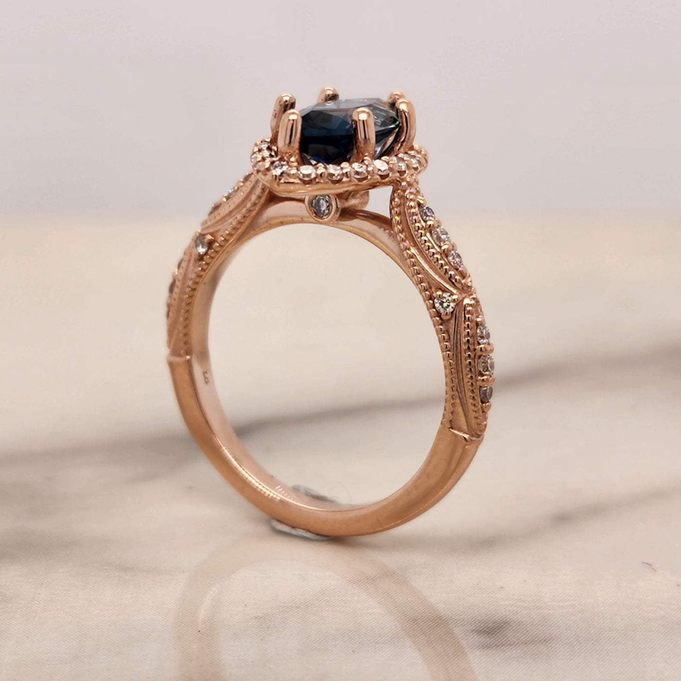 Rose Gold Engagement Ring With Marquise Topaz and Diamond Accents