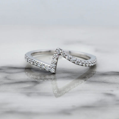 White Gold Bypass Engagement Ring And Wedding Band