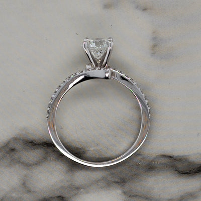 White Gold Bypass Engagement Ring And Wedding Band