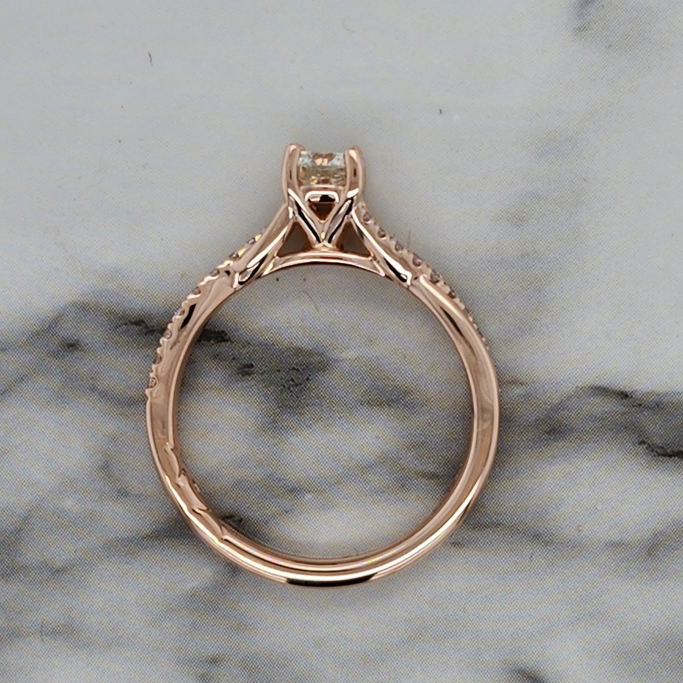 Rose Gold Engagement Ring With Round Center Diamond and Twist Design