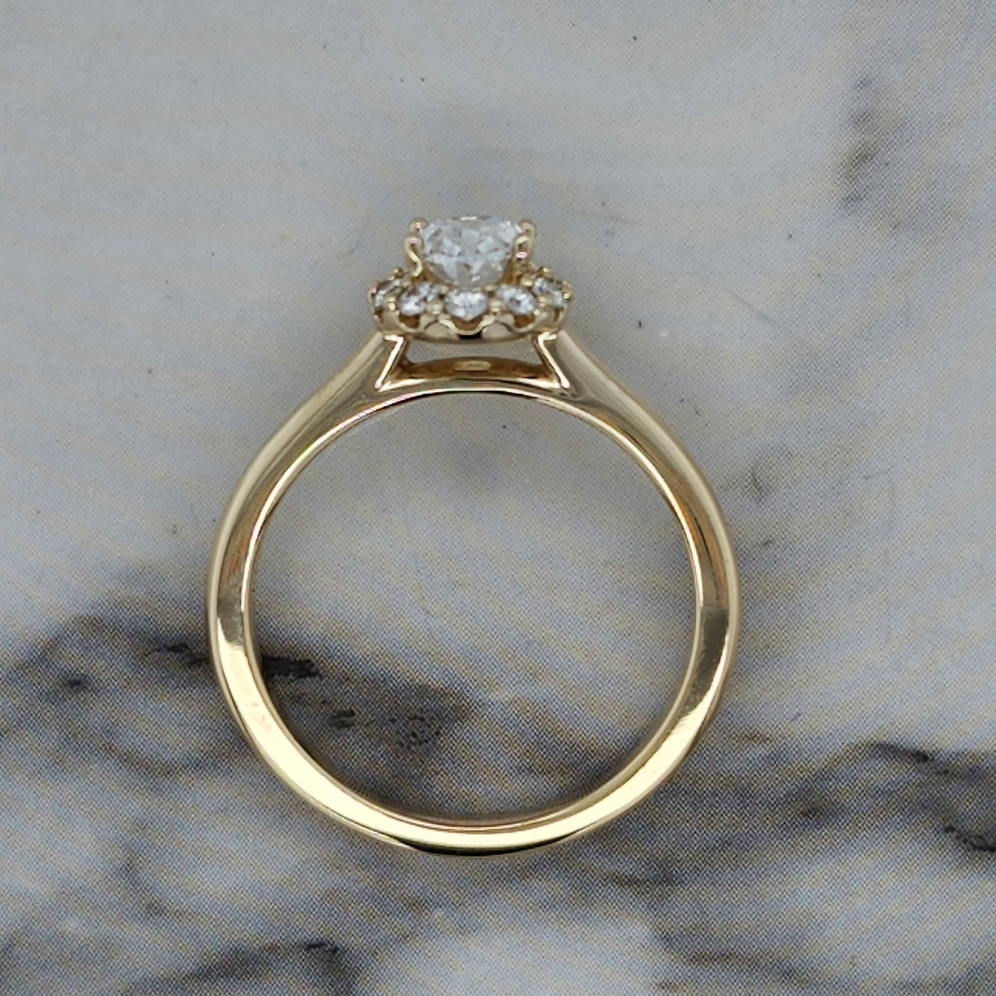 Yellow Gold Engagement Ring With Oval Center And Halo