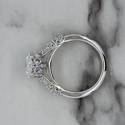 White Gold Oval Diamond Engagement Ring With Round Diamond Accents
