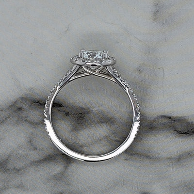 White Gold Round Center Engagement Ring With Halo and Split Shank