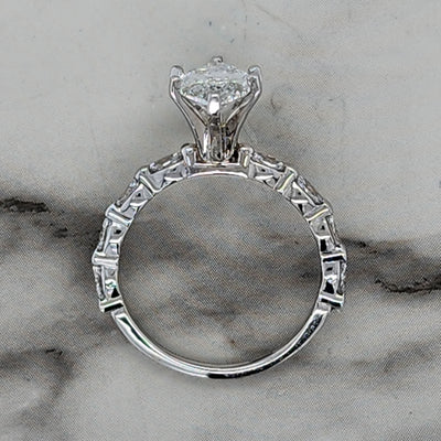 White Gold Marquise Engagement Ring With Marquise Accent Diamonds